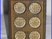 1910 Cast Iron Bank WORLD TIME BANK by Arcade retains all 24 Org Paper CLOCKS