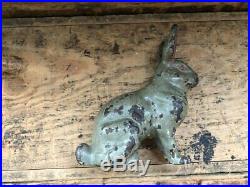 1910s 1920s Cast Iron HUBLEY Seated Rabbit Still Bank Original Paint EASTER