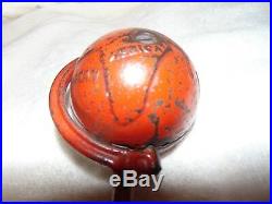 1920's Painted Spinning Cast Iron World Globe Penny-Coin Bank Original RED