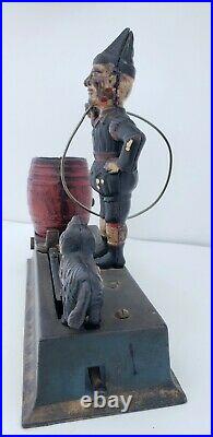 1920s Authentic Antique Hubley Cast Iron Trick Dog, Mechanical Coin Bank