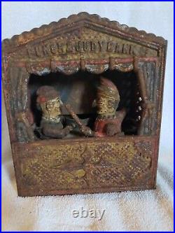 19thC Antique Punch and Judy Cast Iron Mechanical Bank, Shepard Hardware Co