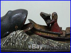 19th C. ORIGINAL CAST IRON JONAH and THE WHALE MECHANICAL BANK, c. 1890