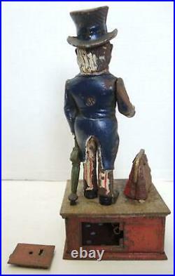 19th Century Antique Uncle Sam Cast Iron Mechanical Coin Bank
