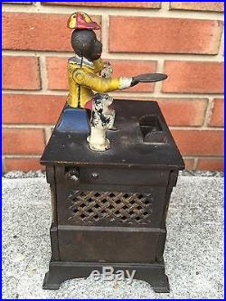 19th Century Cast Iron Mechanical Organ Grinder Bank-Outstanding Condition