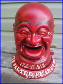 27 Pound Cast Iron Coin Bank SMILIN' SAM FROM ALABAM THE SALTED PEANUT MAN