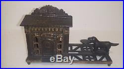 2 Antique Cast Iron Banks by Judd the Gem or watch Dog Bank & the 1876 Bank