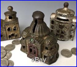 3 Antique Cast Iron Still Penny Domed Mosque & Presto AC Williams Bank Buildings