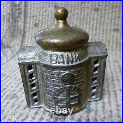 3 Antique Small Sized Cast Iron Still Banks, Presto, Cupola & State Bank