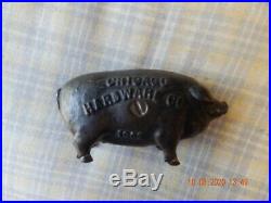 5 Guaranteed Rare Antique Cast Iron Pig Still Banks Mostly Advertising