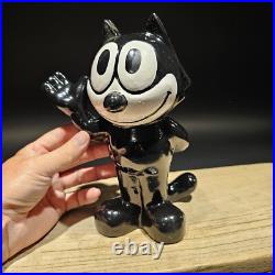 8 1/2 Antique Style Painted Black Cast Iron Felix Coin Bank