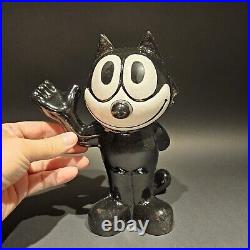 8 1/2 Antique Style Painted Black Cast Iron Felix Coin Bank
