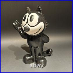 8 1/2 Antique Style Painted Black Cast Iron Felix Coin Bank