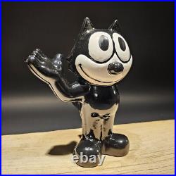 8 1/2 Antique Style Painted Black Cast Iron Felix Coin Bank
