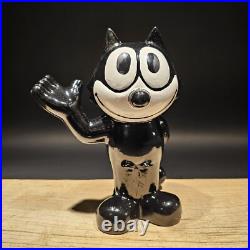 8 1/2 Antique Style Painted Black Cast Iron Felix Coin Bank