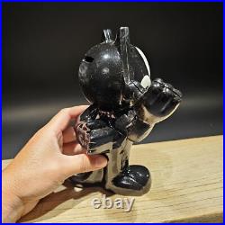 8 1/2 Antique Style Painted Black Cast Iron Felix Coin Bank