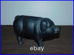 8 Long Cast Iron Black Pig Coin Bank