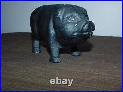 8 Long Cast Iron Black Pig Coin Bank