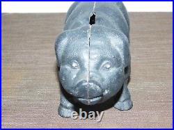 8 Long Cast Iron Black Pig Coin Bank