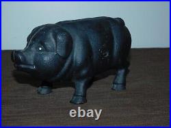 8 Long Cast Iron Black Pig Coin Bank