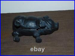 8 Long Cast Iron Black Pig Coin Bank