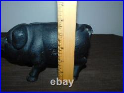 8 Long Cast Iron Black Pig Coin Bank
