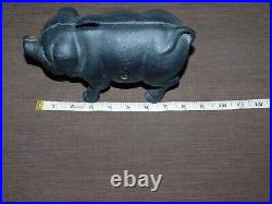 8 Long Cast Iron Black Pig Coin Bank