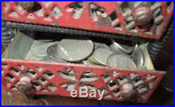 AAFA Rare Cast Iron Still Bank Chest with drawers Heart Motif Original Paint