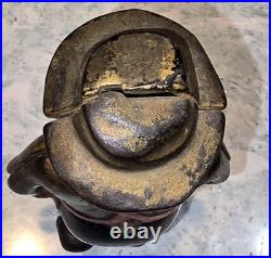 AC Williams Cast Iron Still Bank Old Man Farmer Banker 5 1/2