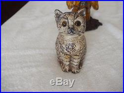 ADORABLE ANTIQUE Painted CAST IRON SITTING Striped CAT BANK Glass Eyes 1900