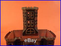 ALL ORIGINAL ANTIQUE 1890 TOWER BANK CAST IRON BUILDING with SAFE KEYSER & REX