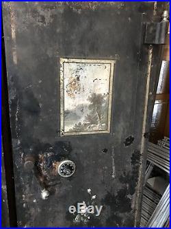 AMAZING 1900s BANK VAULT DOOR CAST IRON TRIM COMPLETE