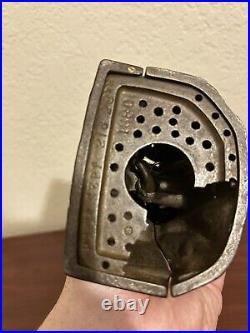 ANTIQUE CAST IRON MECHANICAL BANK ORIGINAL OWL TURNS HEAD BANK By J & E STEVENS