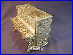 ANTIQUE CAST IRON PIANO STILL BANK With GREAT DETAILS OF HARPS HORNS & FLOWERS