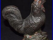 Antique Cast Iron Rooster Cock Mechanical Bank Kyser Rex 1880 Original