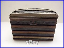 Antique Cast Iron Steamer Trunk Chest Still Bank Nickel Plated Piaget Novelty Co