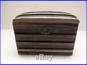 Antique Cast Iron Steamer Trunk Chest Still Bank Nickel Plated Piaget Novelty Co