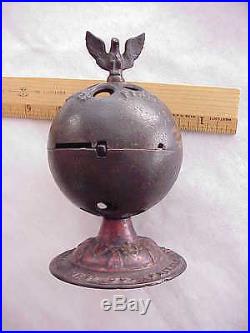 ANTIQUE Globe Still Bank Enterprise Mfg. Philadelphia Cast Iron 19th Century