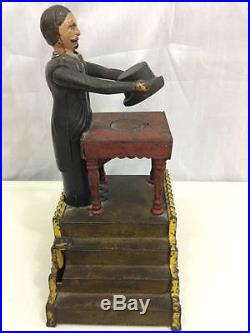 Antique Mechanical Magician Bank J & E Stevens Co Patented 1901 Cast Iron
