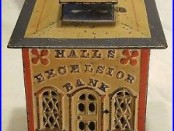 Antique Original 1869 Hall Excelsior Cast Iron Mechanical Bank J&e Stevens
