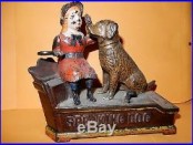 Antique Shepard Original Cast Iron Speaking Dog Mechanical Bank Circa 1885
