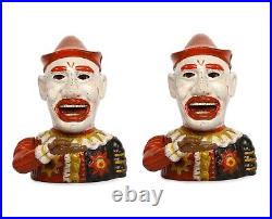 ANTIQUE VINTAGE STYLE CAST IRON Humpty Dumpy Clown MECHANICAL BOX Money BANK 2PC