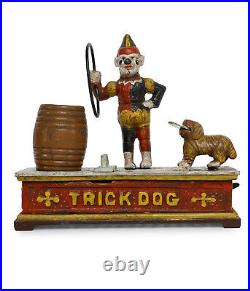 ANTIQUE / VINTAGE STYLE CAST IRON MECHANICAL TRICK DOG MONEY BOX BANK piggy bank