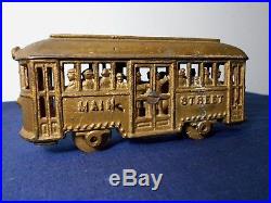 A. C. WILLIAMS CAST IRON MAIN STREET TROLLEY STILL BANK, withPASSANGERS, 1920's