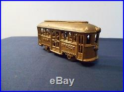 A. C. WILLIAMS CAST IRON MAIN STREET TROLLEY STILL BANK, withPASSANGERS, 1920's
