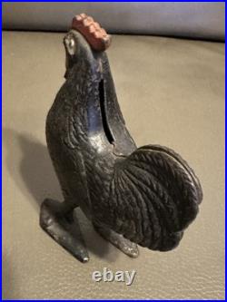 A. C. Williams Cast Aluminum ROOSTER 4? Still Penny Bank 1910 1934 Vintage