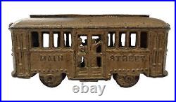 A. C. Williams Main Street trolley car cast iron bank Rare Without Passengers