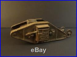 All Original Antique Tank Saving Bank 1919 Ferrosteel Length 91/2 Ww1