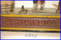 All Originaltrick Dog Cast Iron Mechanical Bank, Exceptional Paint, Working
