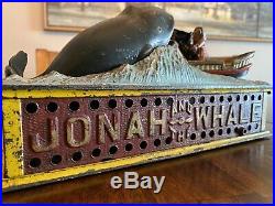 Antique19th C. ORIGINAL CAST IRON JONAH and THE WHALE MECHANICAL BANK 1890