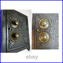 Antique 1800s CAST IRON BANK THE KEYLESS SAFETY DEPOSIT SAFE with COMBINATION